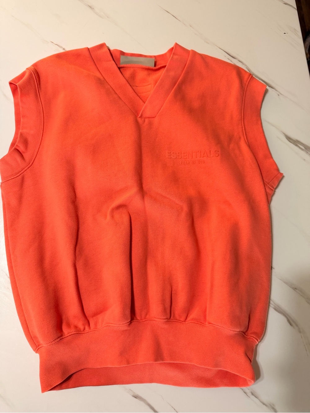 Essentials Neon Orange Sleeveless V-Neck Sweatshirt Vest
